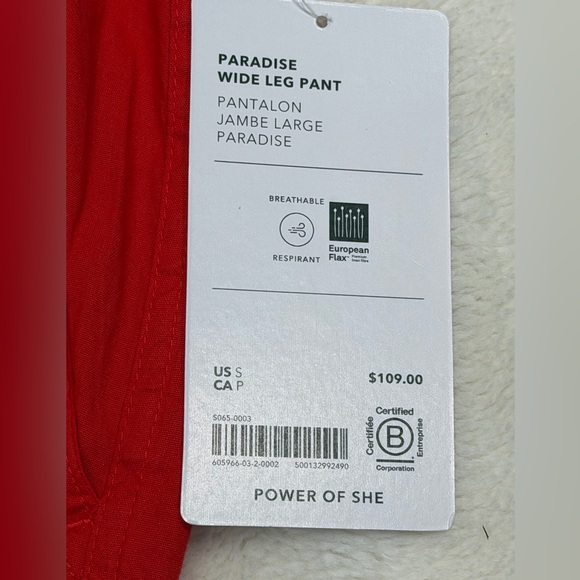 NWT  Athleta Womens Small Paradise Linen Blend Wide Leg Pant Red Drawstring - Picture 5 of 13